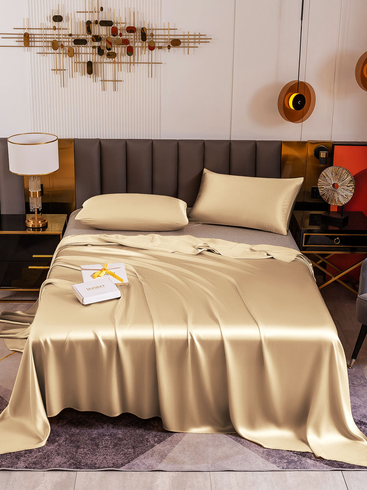 [Beige] SilkSilky-FI 19Momme Bedding Set 002