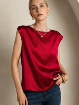 [Viini] SilkSilky-FI Cap Sleeve Round Neck Naisten T-paita 003