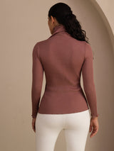 [Kamee Ruusu] SilkSilky-FI Long Sleeve Turtle Neck Naisten T-paita 002