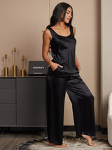 [Musta] SilkSilky-FI Hihaton Neliskulmainen Kaulus Camisole Setti 004