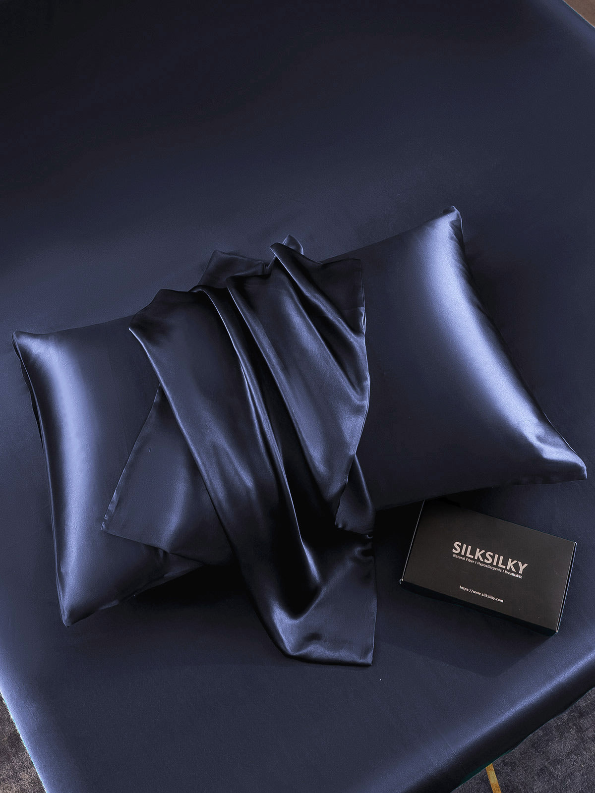 SilkSilky FI 30Momme Pure Silk Pillowcase Tummansininen 003