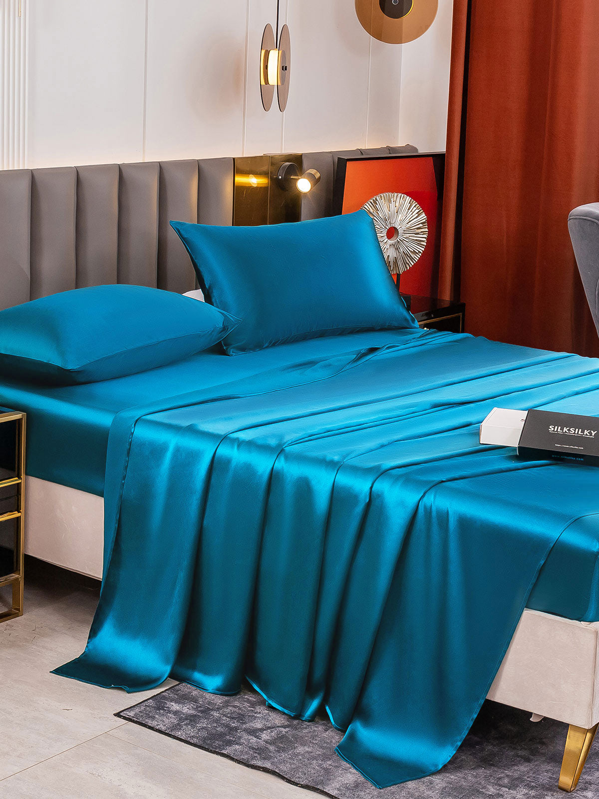[Sinivihreä] SilkSilky-FI 19Momme Bedding Set 006