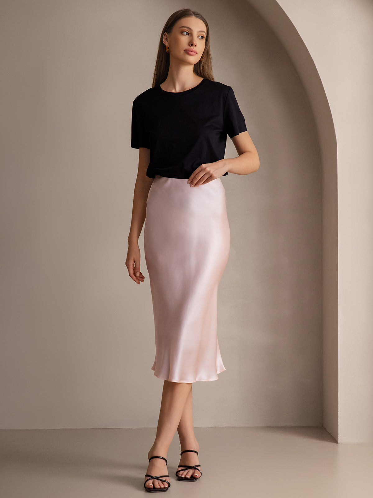 [Vaalea Pinkki] SilkSilky-FI 19Momme Pure Silk Skirt 006