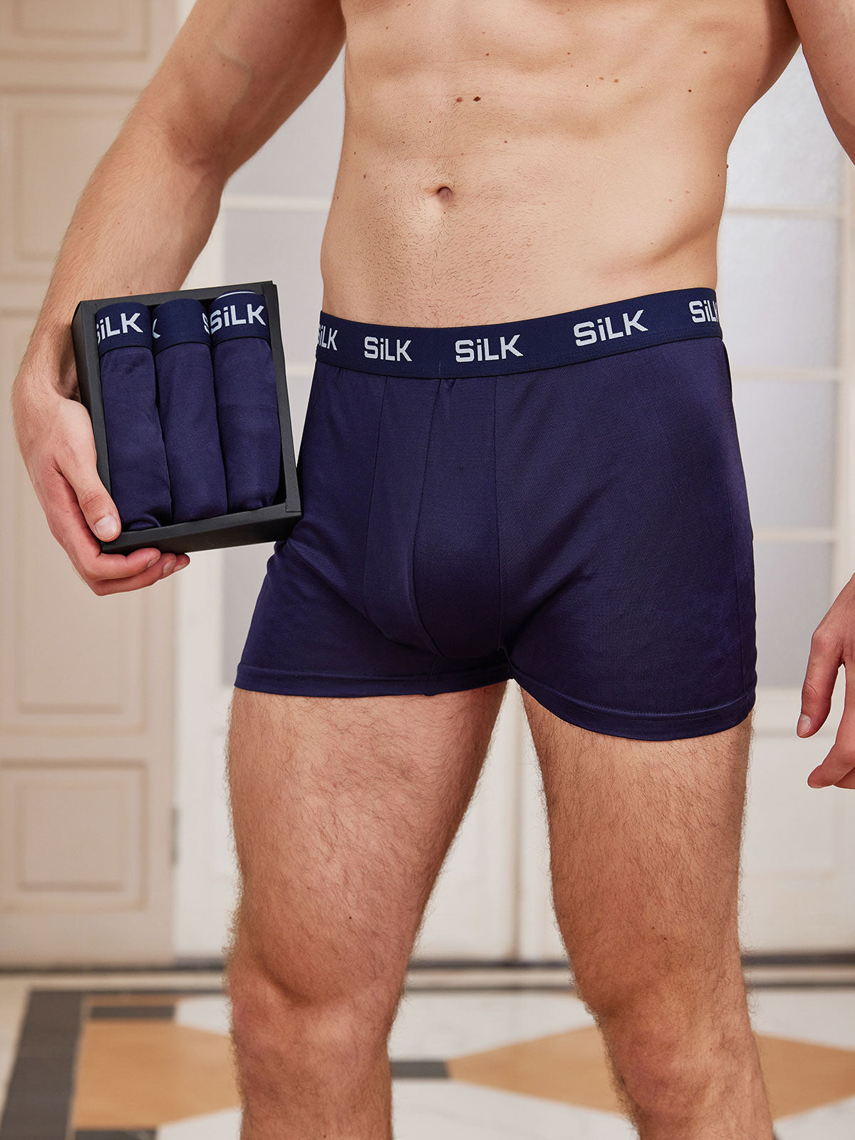 [Tummansininen] SilkSilky-FI Mens Underwear 001