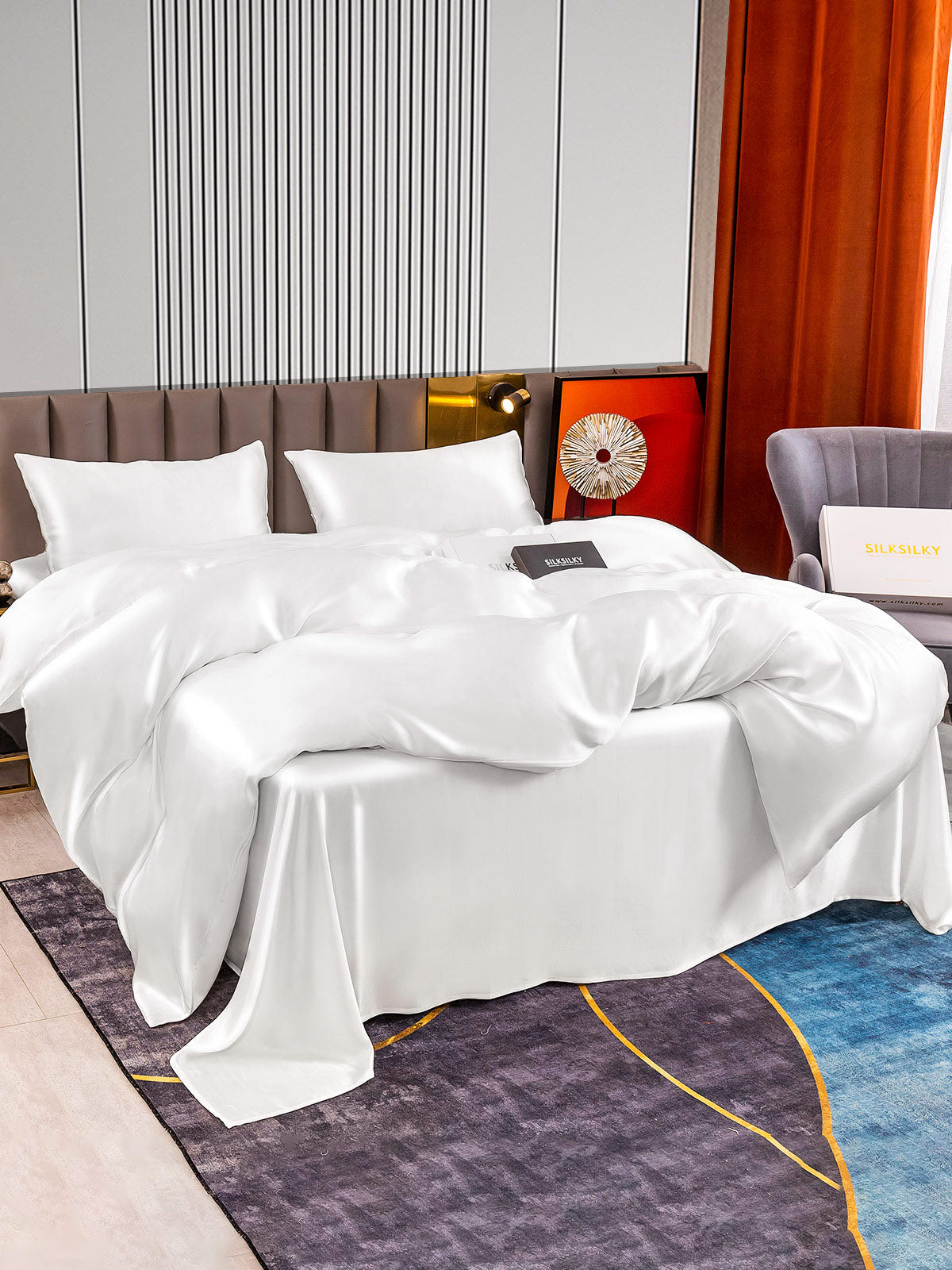 [Valkoinen] SilkSilky-FI 22Momme Bedding Set 004
