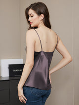[Purppuranharmaa] SilkSilky-FI Spaghetti Strap V Neck Camisole Top 002