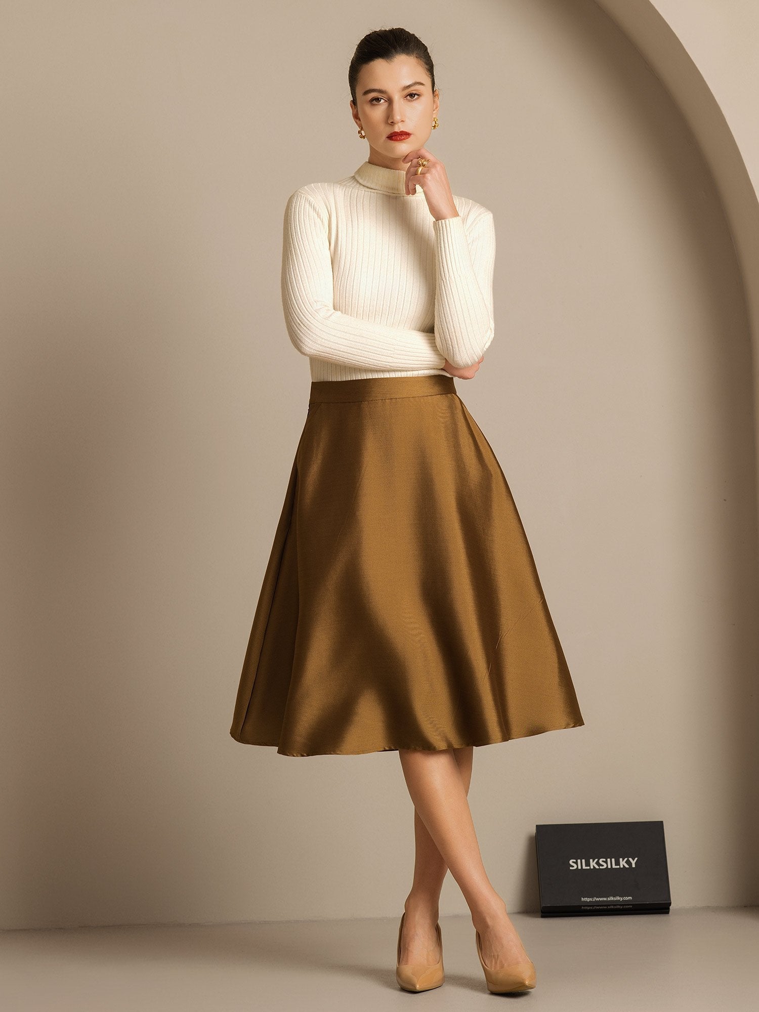 [Pronssi] SilkSilky-FI 32Momme Silk-Wool Blend Skirt 006,