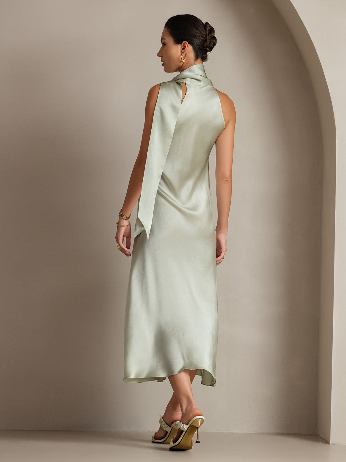 [Vaaleanvihreä] SilkSilky-FI 19Momme Dress 002