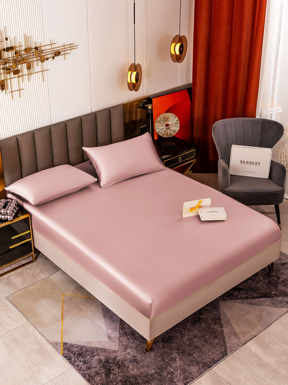 [Vaalean Mauve] SilkSilky-FI 19Momme Bedding Set 001