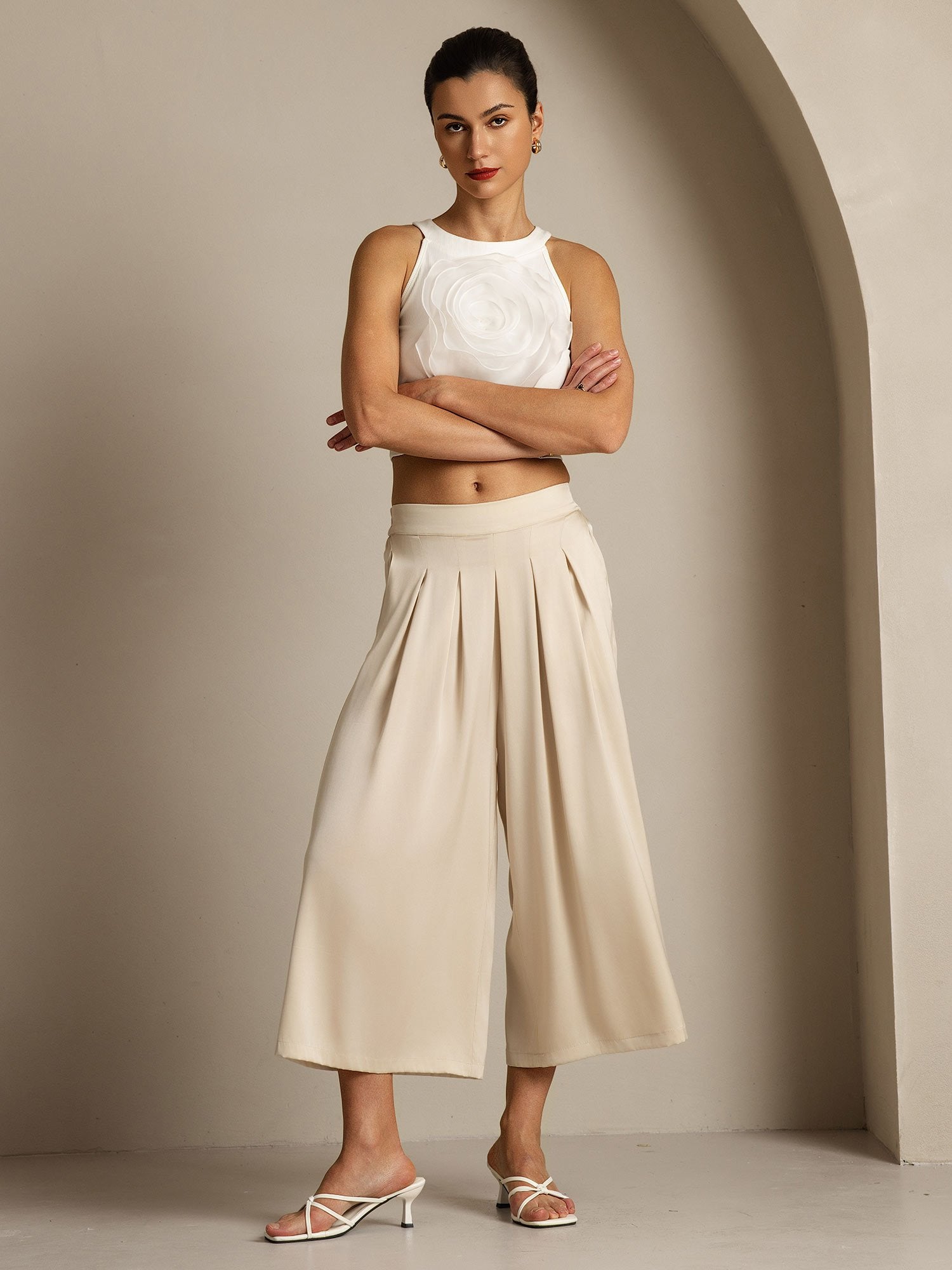 [Beige] SilkSilky-FI 19Momme Womens Pants 008