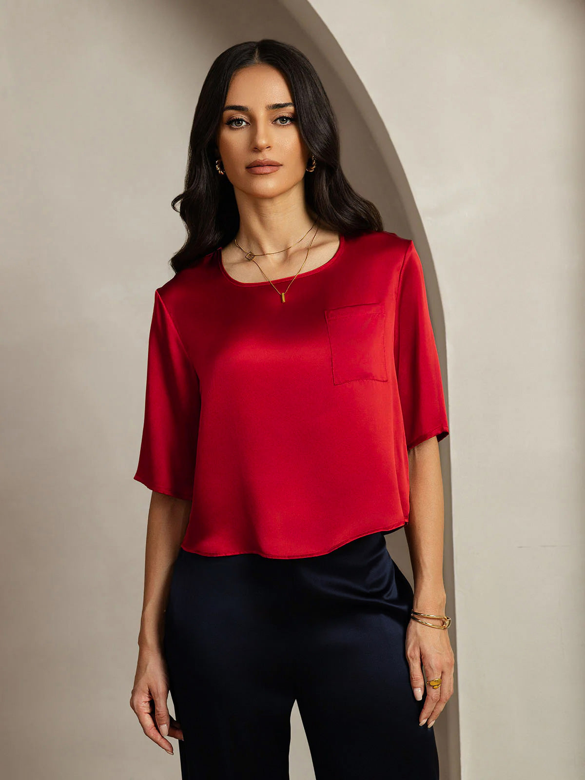 [Tummanpunainen] SilkSilky-FI Womens T-Shirt 003