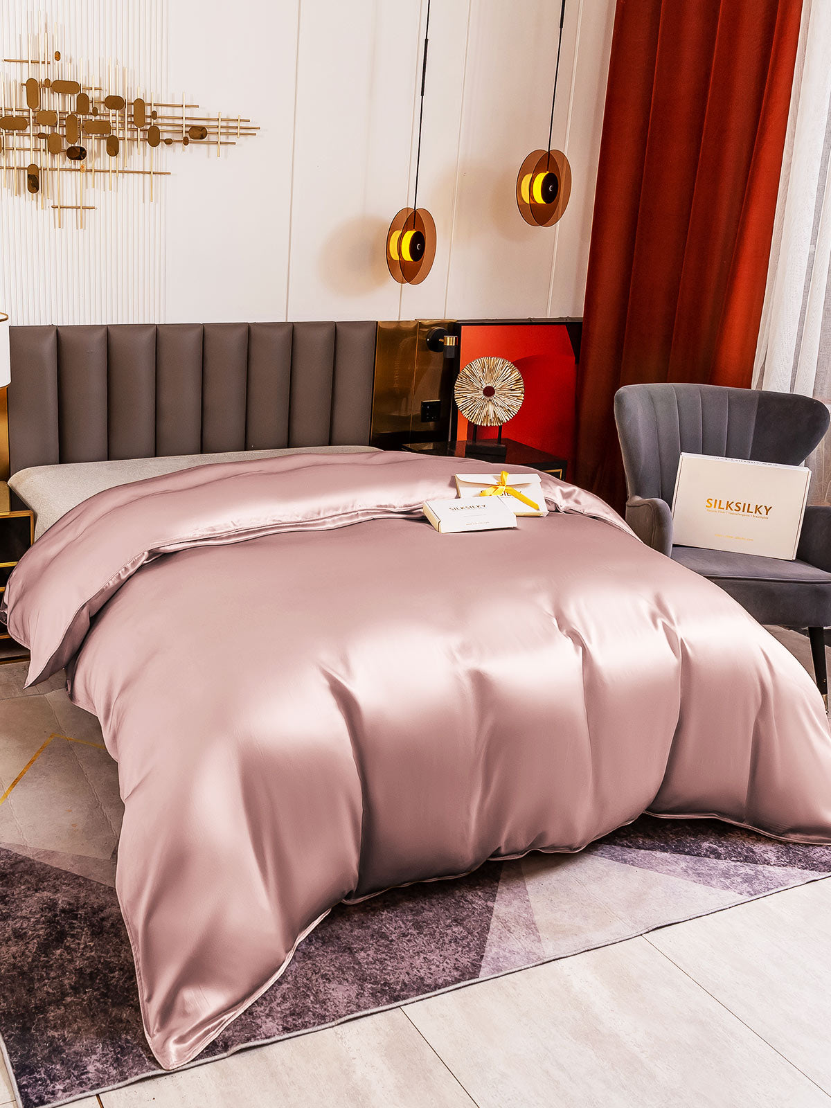 [Vaalean Mauve] SilkSilky-FI 19Momme Duvet Cover 003