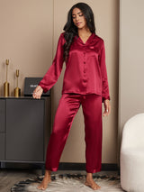 [Viini] SilkSilky-FI Long Sleeve Notkokaulus Naisten Pyjamat 001
