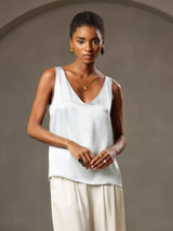 [Vaaleansininen] SilkSilky-FI Sleeveless V Neck Camisole Top 006