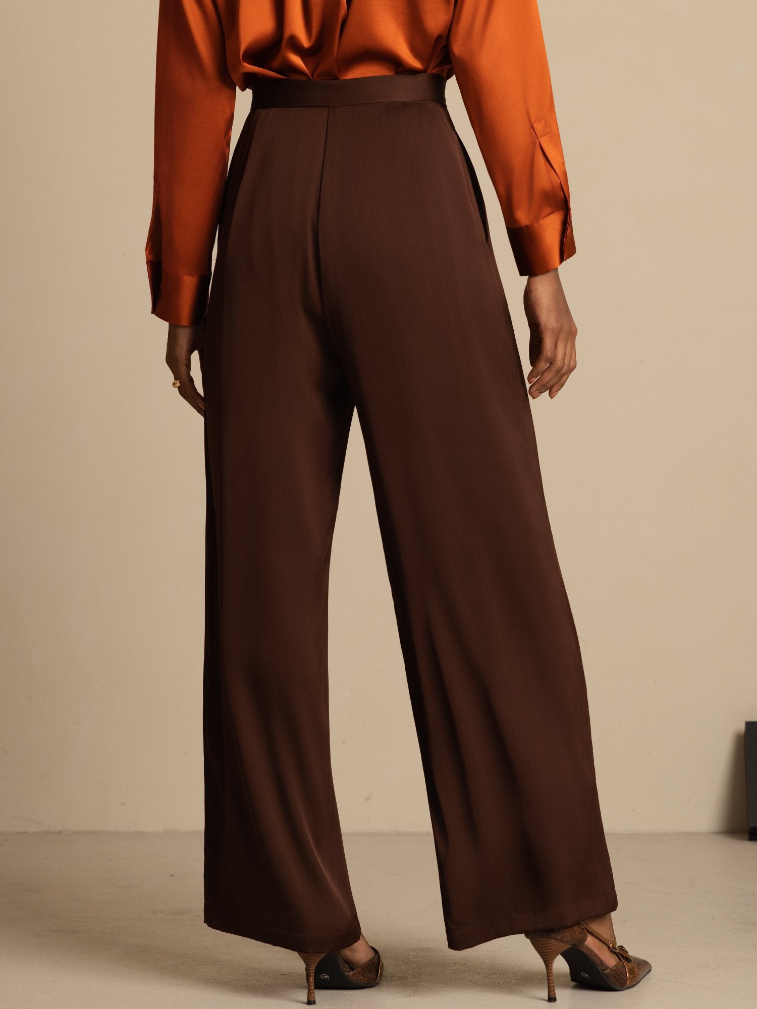 [Tumma Suklaa] SilkSilky-FI 19Momme Silkki Womens Pants 004