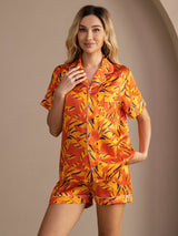 [Oranssi Kettu] SilkSilky-FI Short Sleeve Lapel Collar Naisten Pyjamat 004