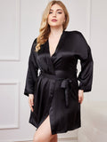 SilkSilky-FI Plus Size Womens Robe Musta 004