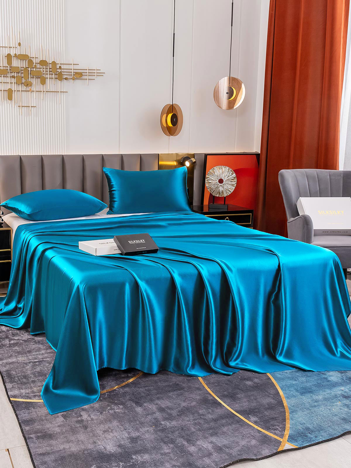 [Sinivihreä] SilkSilky-FI 19Momme Bedding Set 003