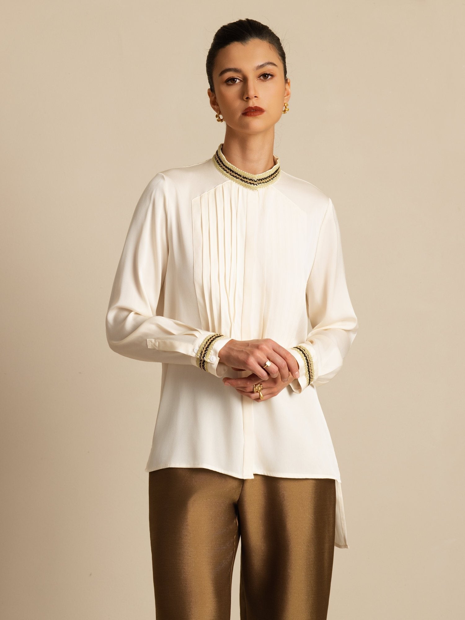 [Merenhelmi] SilkSilky-FI 19Momme Silkki Pitkähihainen Pystykaulus Pusero 004