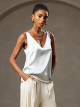 [Vaaleansininen] SilkSilky-FI Sleeveless V Neck Camisole Top 005