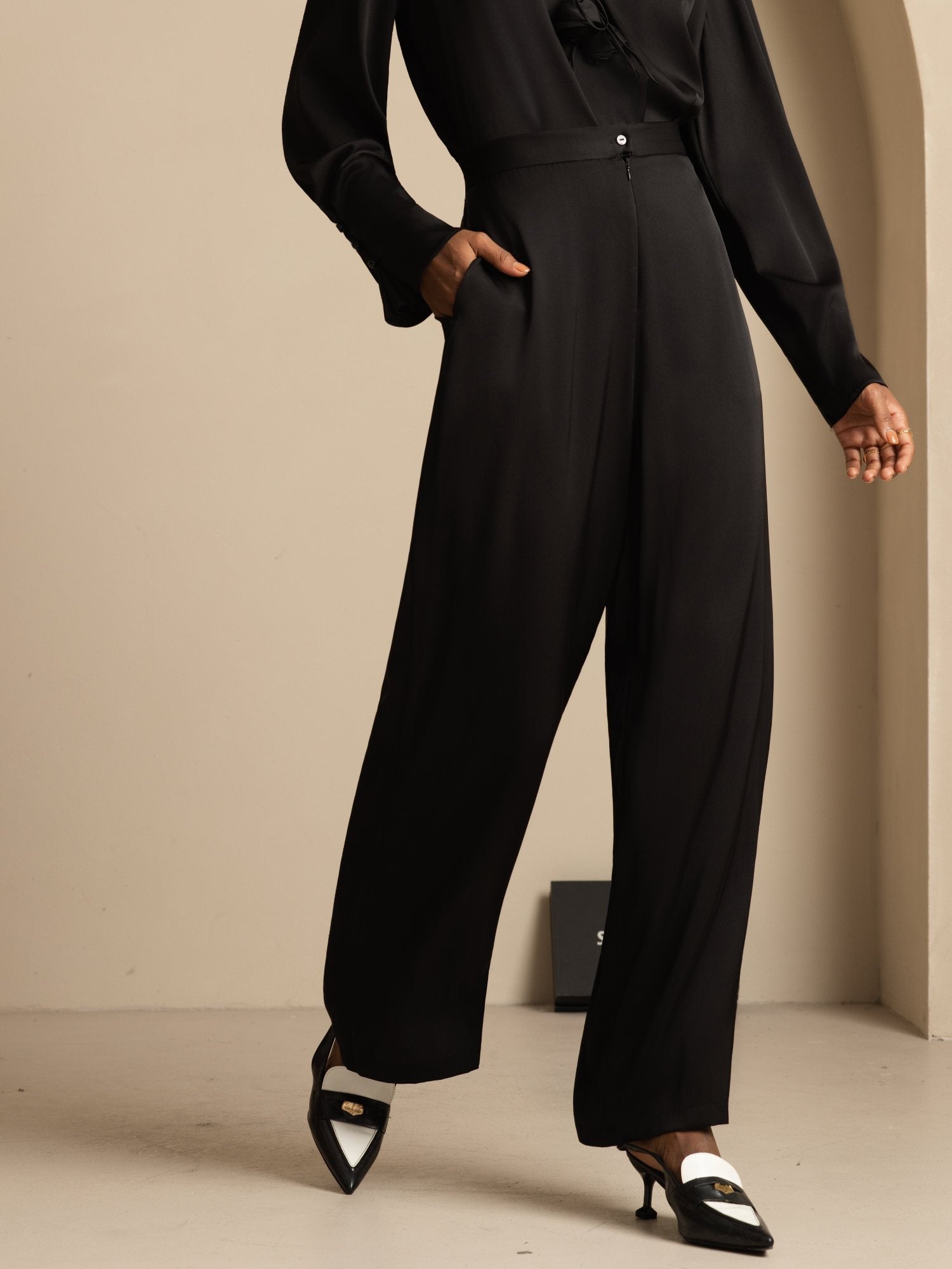 [Musta] SilkSilky-FI 19Momme Silkki Womens Pants 004