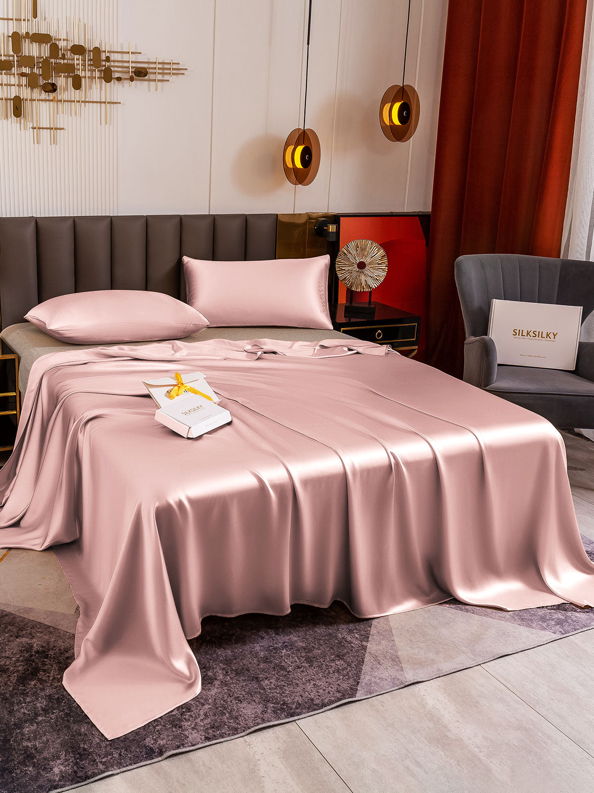 [Vaalean Mauve] SilkSilky-FI 19Momme Bedding Set 004