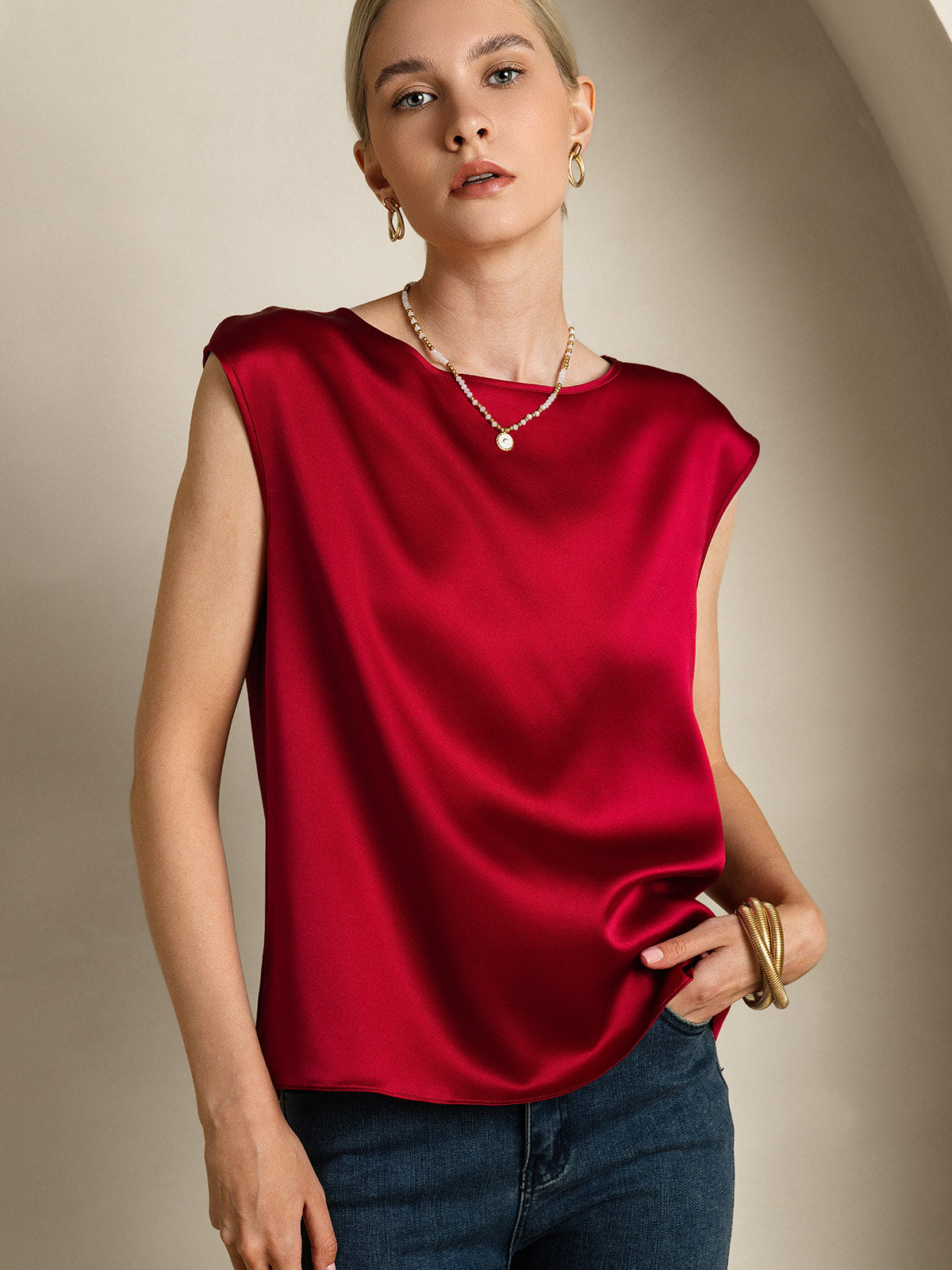 [Viini] SilkSilky-FI 19Momme Womens T-Shirt 003