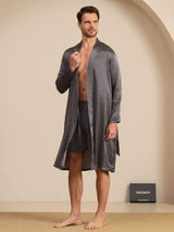 [Musta Ginkgo] SilkSilky-FI Long Sleeve Miesten Pyjamat 002