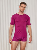 SilkSilky-FI Mens T-Shirt Tummanpunainen 004