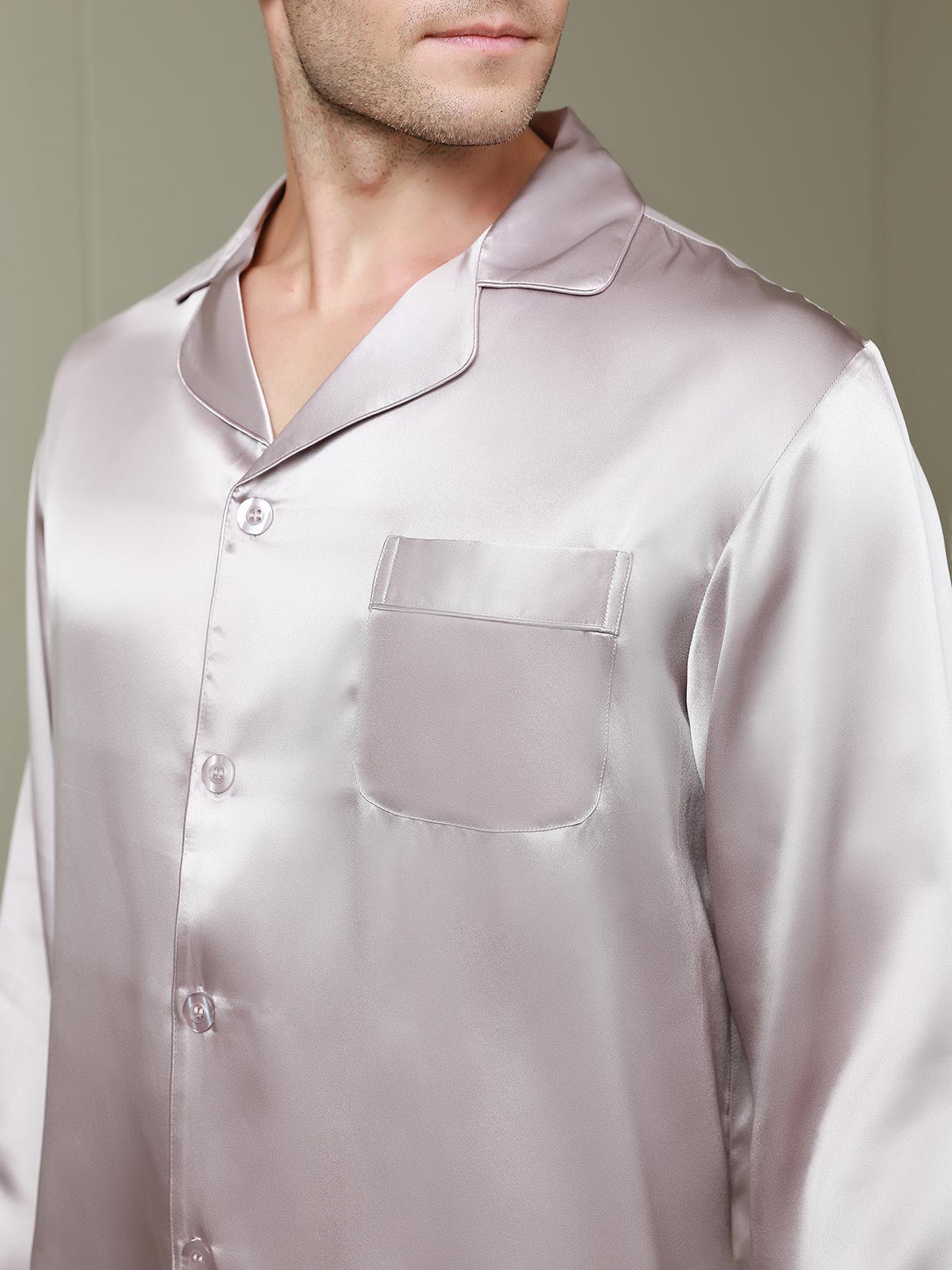 [Vaalean Mauve] SilkSilky-FI 19Momme Mens Pajamas 008