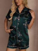 [Smaragdi Seepra] SilkSilky-FI Short Sleeve Lapel Collar Naisten Pyjamat 005