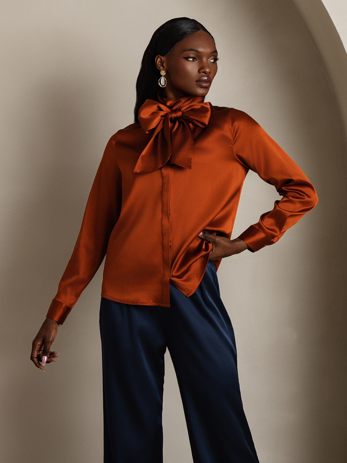[Karamelli] SilkSilky-FI 19Momme Womens Shirt 005