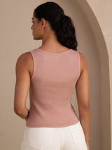 [Pinkki] SilkSilky-FI Sleeveless Round Neck Camisole Top 002