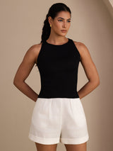 [Musta] SilkSilky-FI Sleeveless Round Neck Camisole Top 001