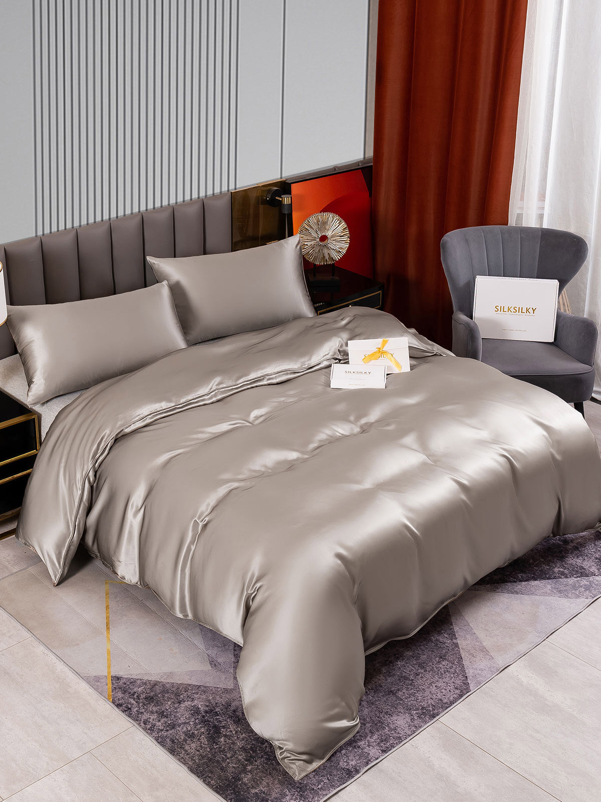 [Harmaa] SilkSilky-FI 22Momme Bedding Set 002