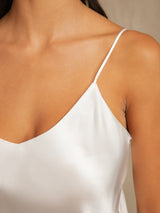 [Valkoinen] SilkSilky-FI Spaghetti Strap V Neck Camisole Setti 008