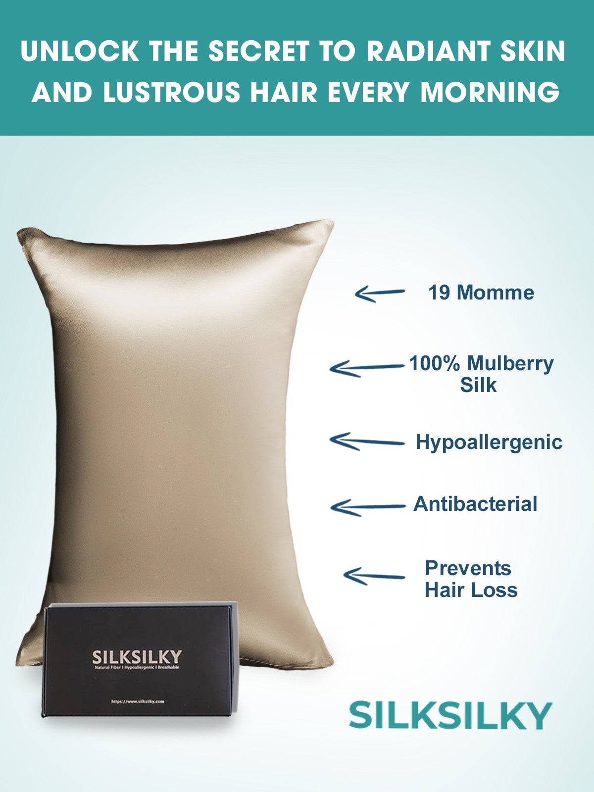 SilkSilky-FI 19Momme Pillowcase Khaki 002