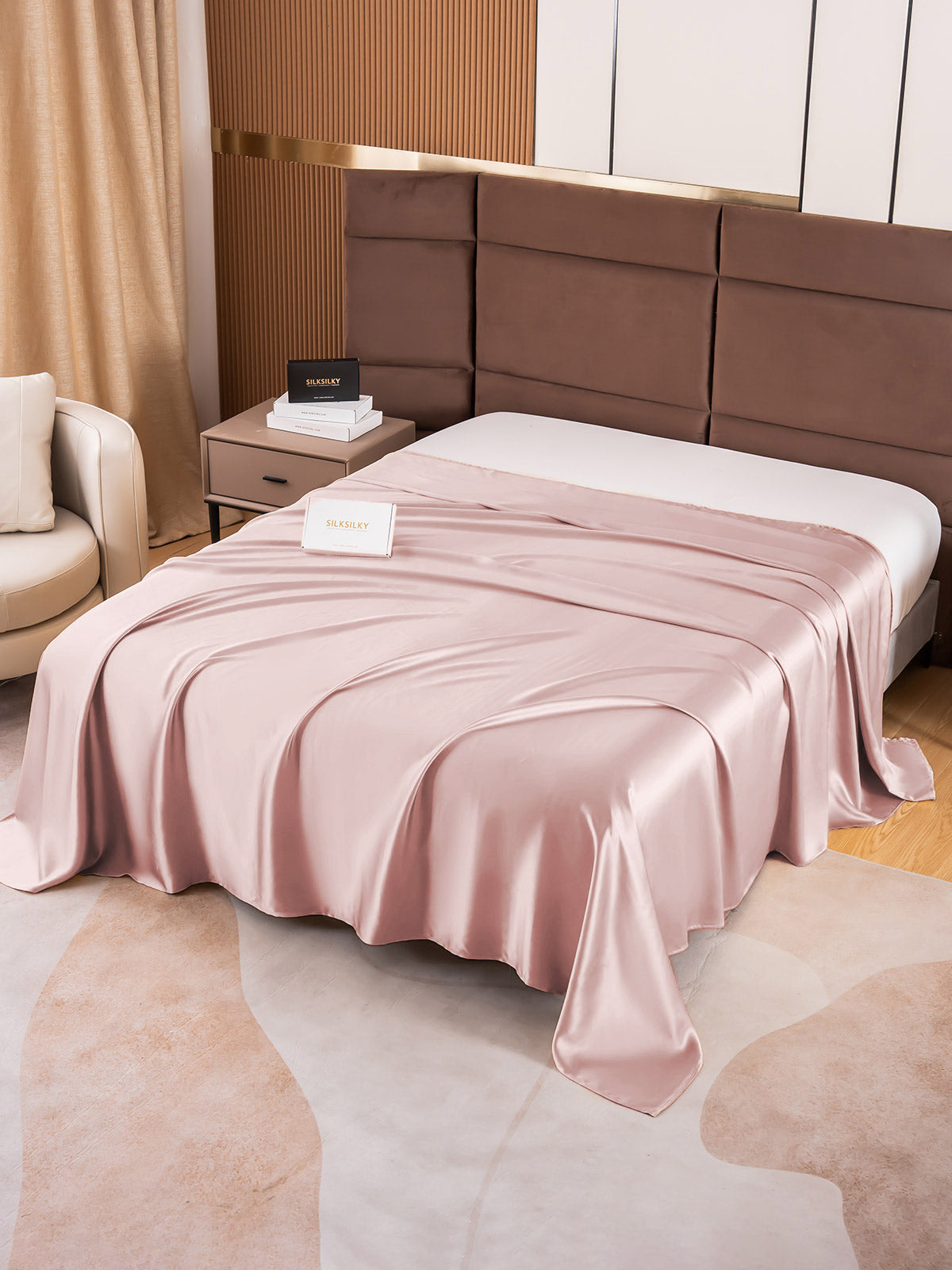 [Vaalean Mauve] SilkSilky-FI 19Momme Sheet 003