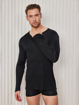 [Musta] SilkSilky-FI Long Sleeve Round Neck Miesten T-paita 005