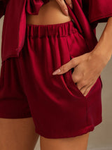 [Viini] SilkSilky-FI 19Momme Puolihiha Notkokaulus Naisten Pyjamat 005