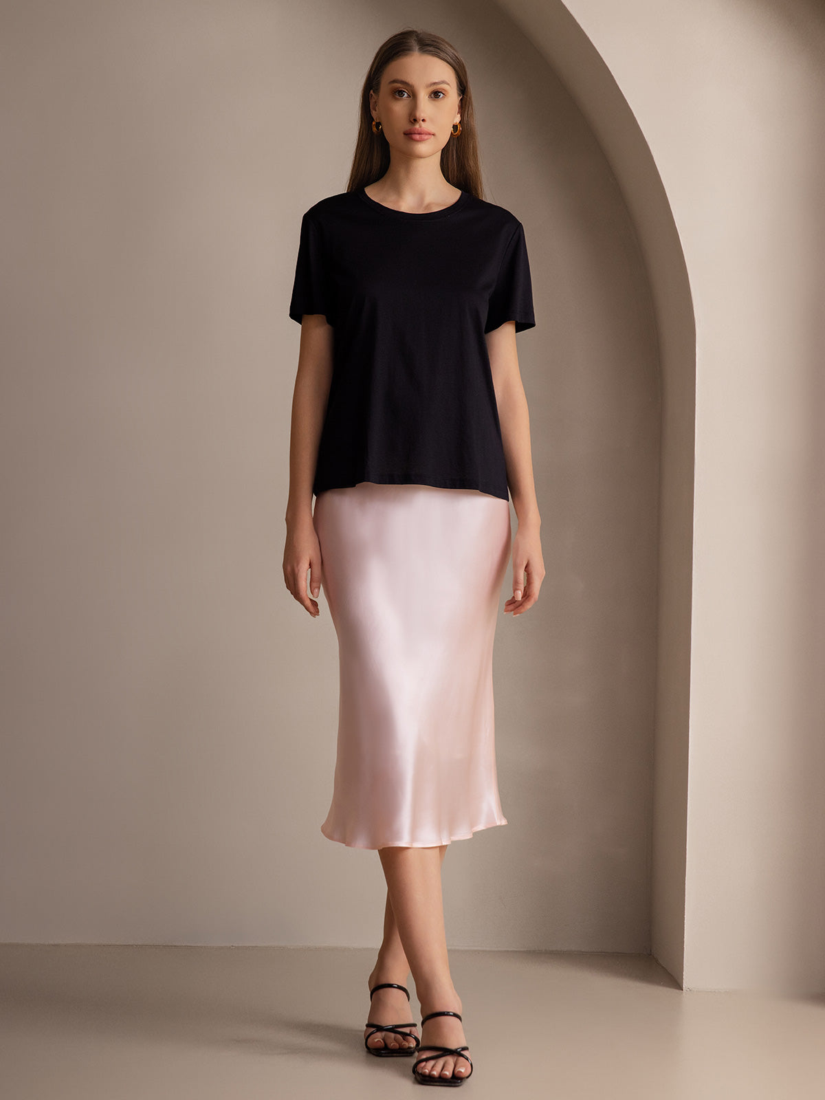 [Vaalea Pinkki] SilkSilky-FI 19Momme Pure Silk Skirt 003
