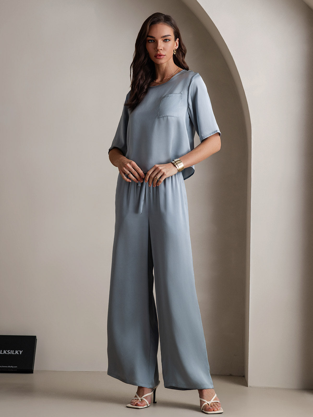 [Harmaansininen] SilkSilky-FI Womens Pajamas 004