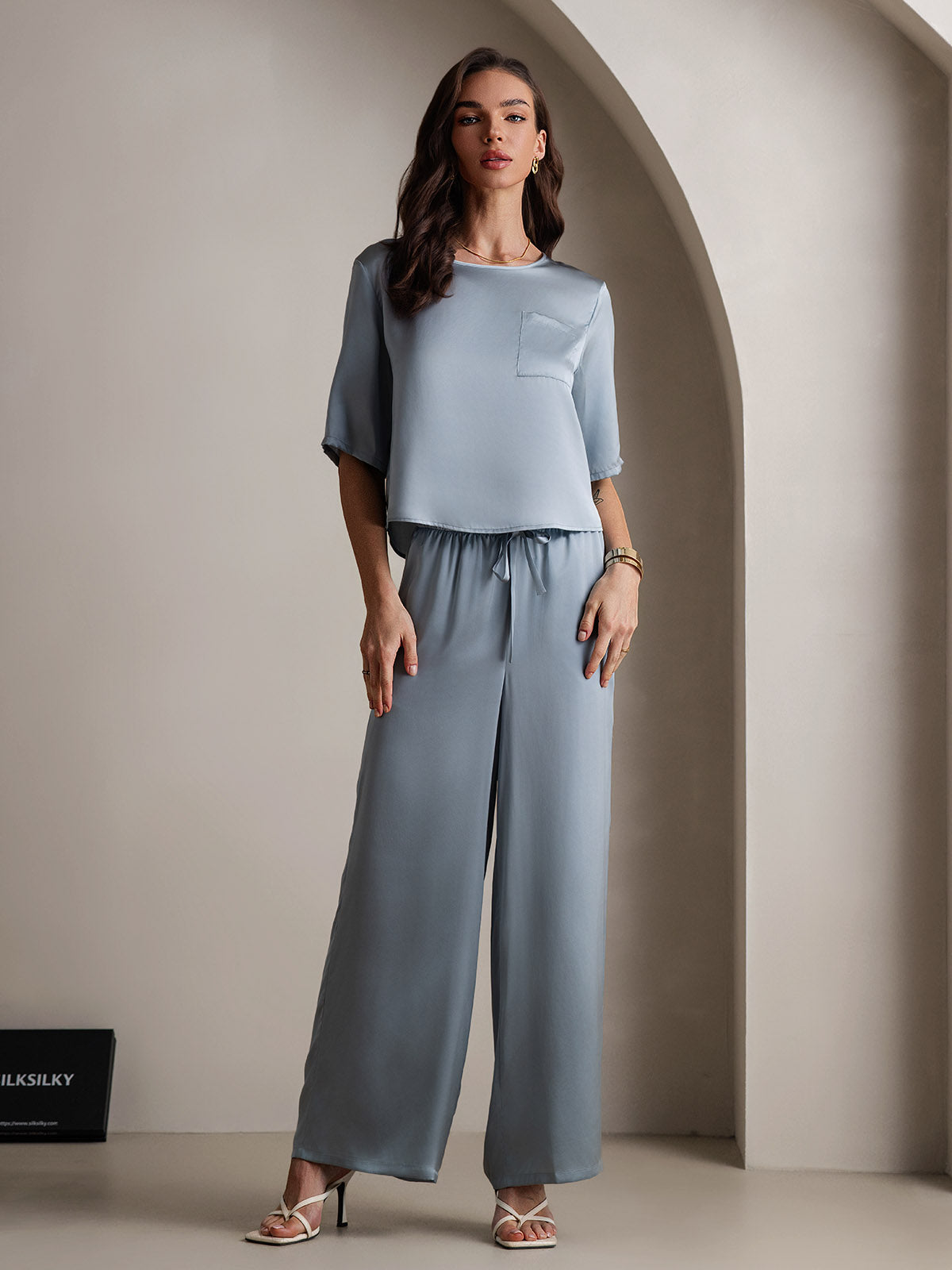 [Harmaansininen] SilkSilky-FI Womens Pajamas 003