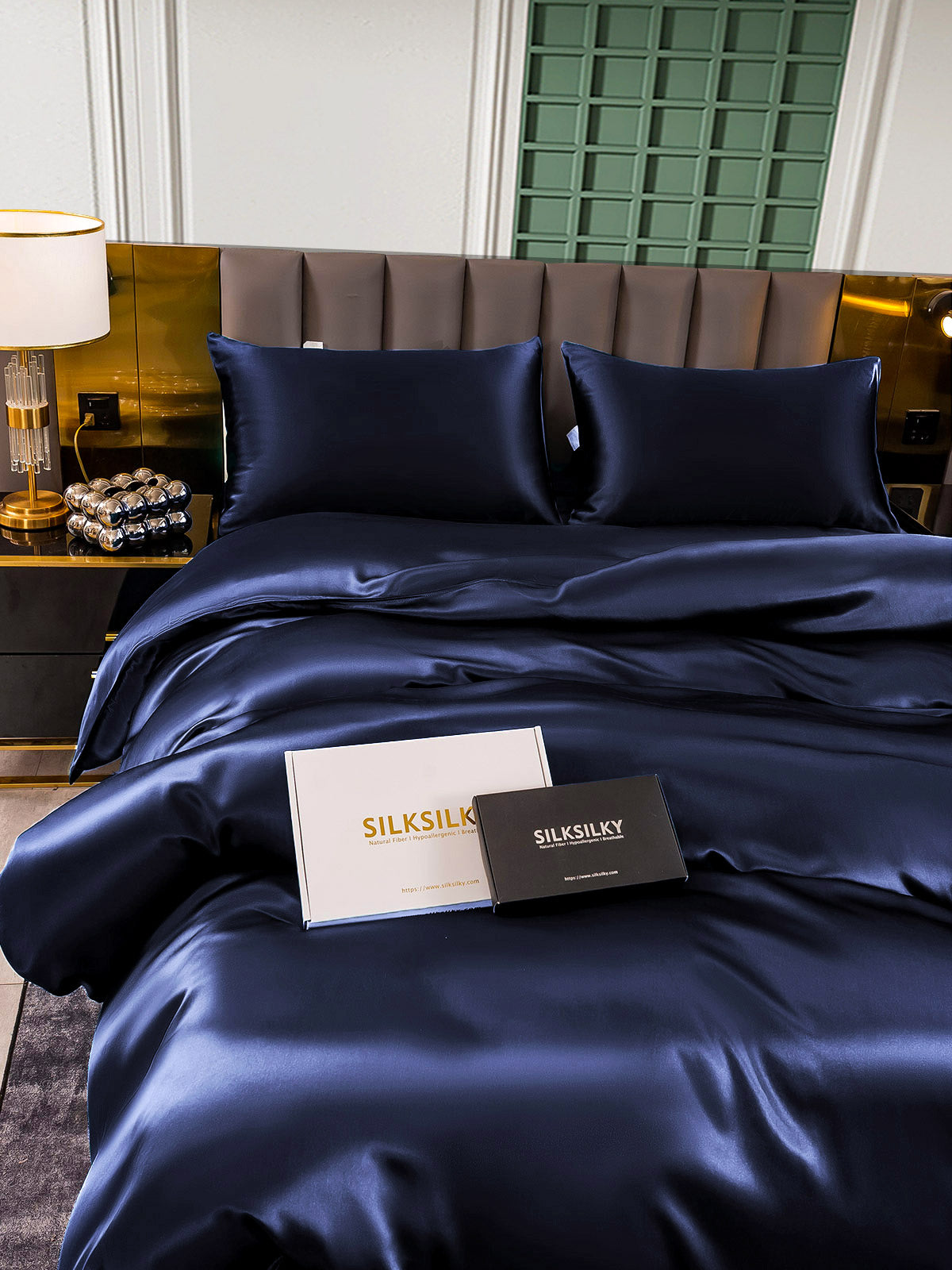 [Tummansininen] SilkSilky-FI 25Momme Bedding Set 006