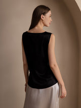 [Musta] SilkSilky-FI Sleeveless Round Neck Camisole Top 002
