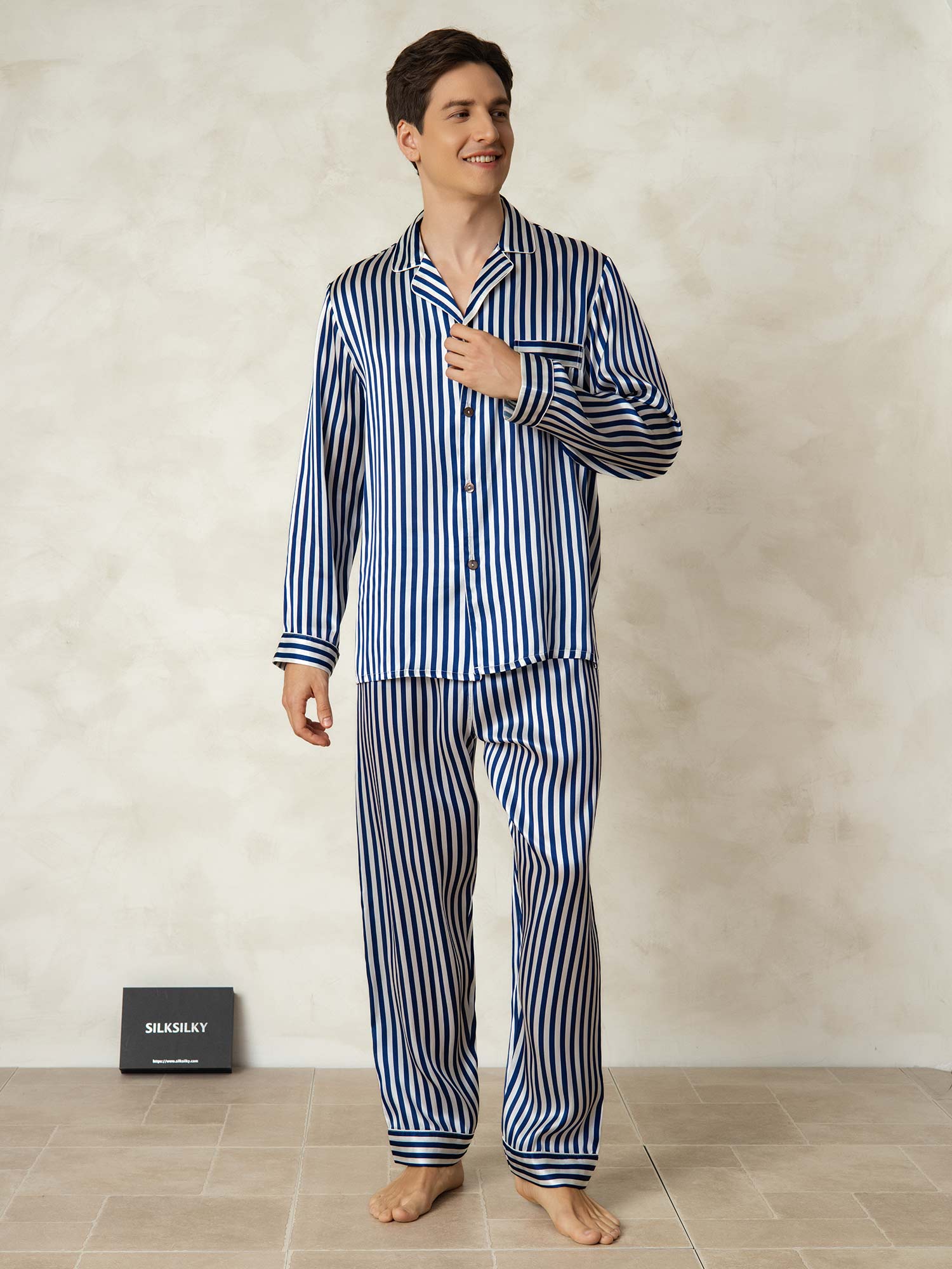 [Laivasto Raita] SilkSilky-FI 19Momme Mens Pajamas 003