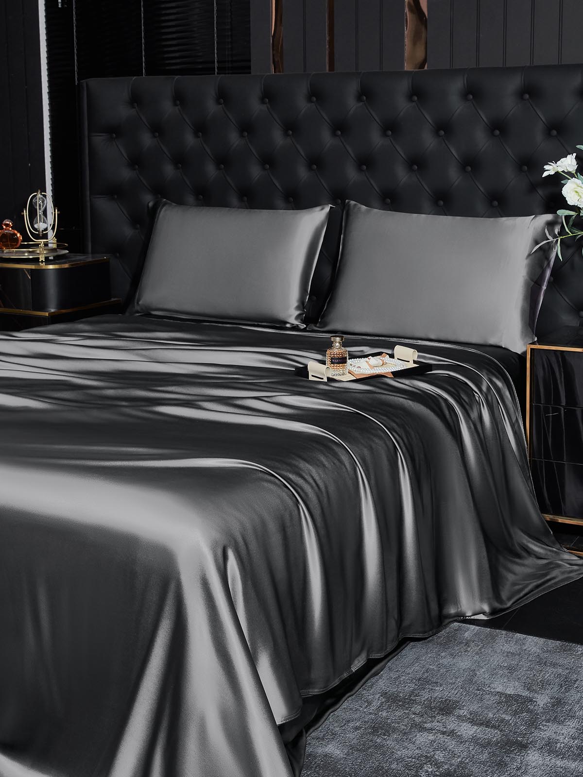 [Tumman Harmaa] SilkSilky-FI 19Momme Bedding Set 002