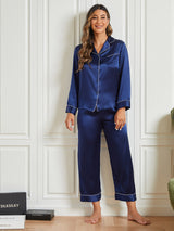 [Tummansininen] SilkSilky-FI Womens Pajamas 004