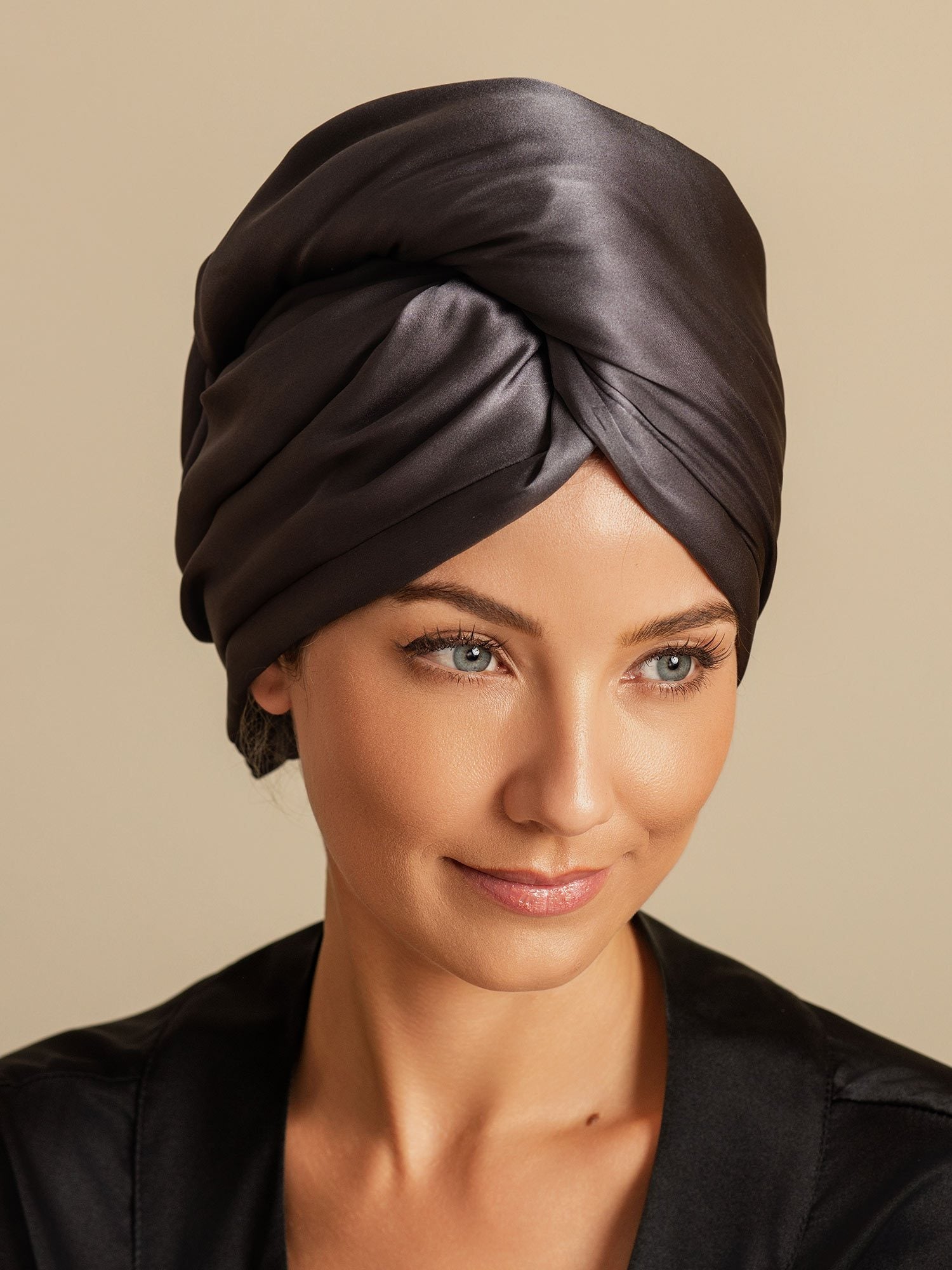[Tumman Harmaa] SilkSilky-FI Hair Towel Wrap 003,