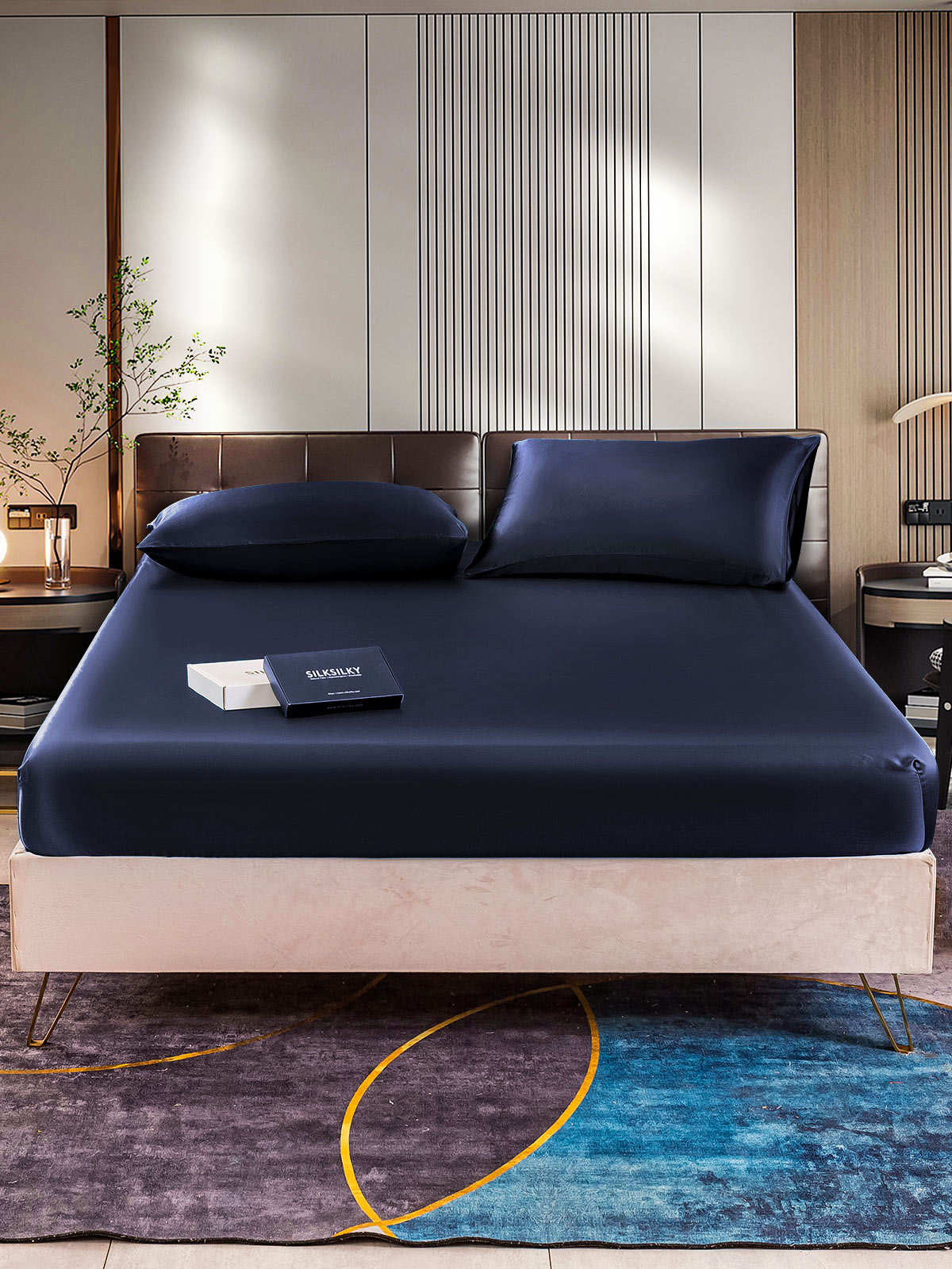 [Tummansininen] SilkSilky-FI 22Momme Bedding Set 001